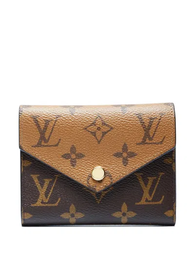 Pre-owned Louis Vuitton 2021-2025 Victorine Monogram Reverse Wallet In Brown
