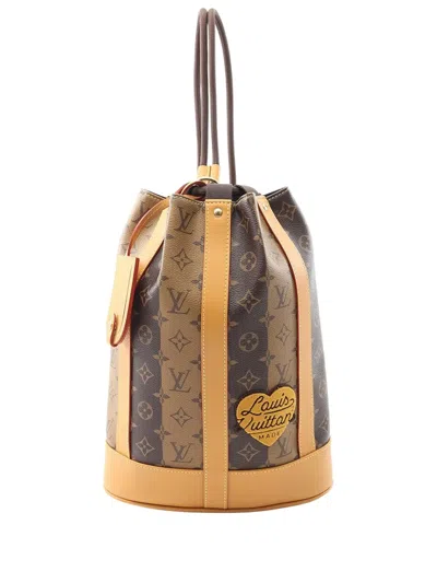 Pre-owned Louis Vuitton 2021-2025 X Nigo Monogram Reverse Randonnee Backpack In Brown