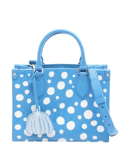 Pre-owned Louis Vuitton 2021-2025 X Yayoi Kusama Monogram Giant Empreinte Onthego Pm Satchel In Blue