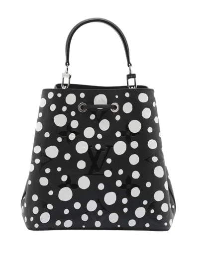 Pre-owned Louis Vuitton 2021-2025 Yayoi Kusama Monogram Giant Empreinte Infinity Dots Neonoe Mm Bucket Bag In Black