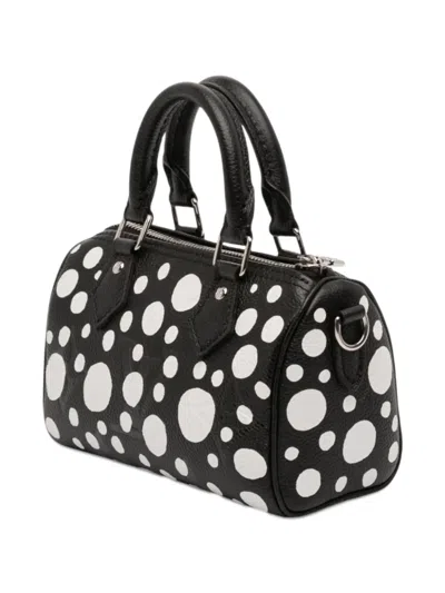 Pre-owned Louis Vuitton 2021-2025 Yayoi Kusama Monogram Giant Empreinte Nano Speedy Bandouliere Satchel In Black