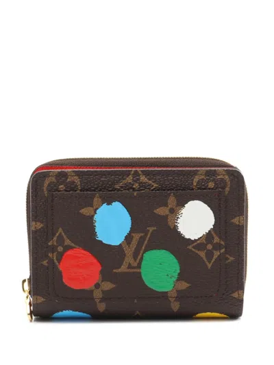 Pre-owned Louis Vuitton 2021-2025 Yayoi Kusama Monogram Portefeuille Lou Wallet Small Wallets In Brown