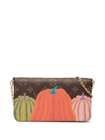 Pre-owned Louis Vuitton 2021-2025 Yayoi Kusama Monogram Pumpkins Pochette Felicie Crossbody Bag In Brown
