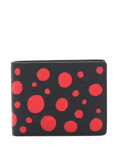 Pre-owned Louis Vuitton 2021-2025 Yayoi Kusama Monogram Taurillon Infinity Dots Slender Wallet Small Wallets In Black