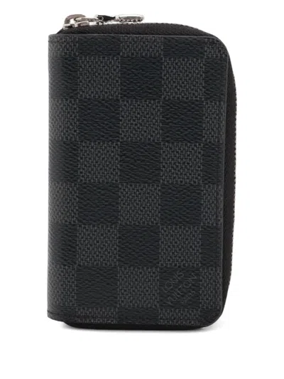 Pre-owned Louis Vuitton 2021-2025 Zippy Damier-pattern Wallet In Black