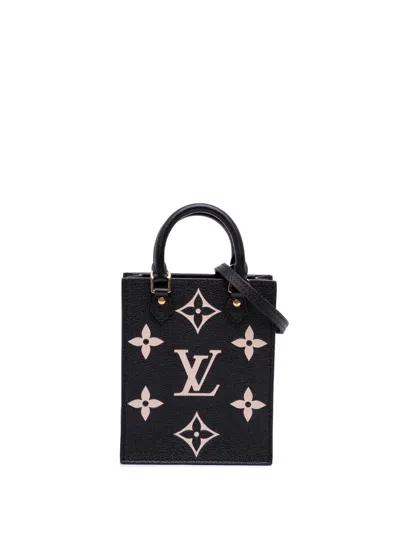 Pre-owned Louis Vuitton 2021-2026 Bicolor Monogram Empreinte Petit Sac Plat Satchel In Black