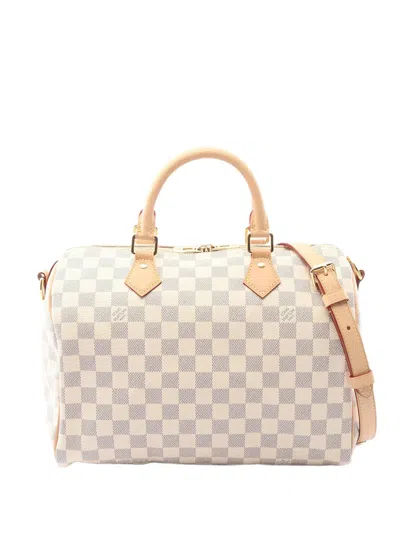 Pre-owned Louis Vuitton 2021-2026 Damier Azur Speedy Bandouliere 30 Satchel In White