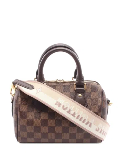 Pre-owned Louis Vuitton 2021-2026 Damier Ebene Speedy Bandouliere 20 Satchel In Brown