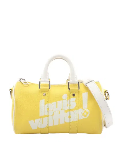 Pre-owned Louis Vuitton 2021-2026 Everyday Lv Keepall Bandouliere Xs Satchel In Yellow