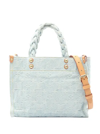 Pre-owned Louis Vuitton 2021-2026 Monogram Denim Let Go Satchel In Blue