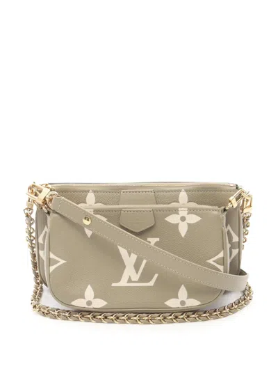Pre-owned Louis Vuitton 2021-2026 Monogram Giant Empreinte Bicolor Multi Pochette Accessoires Crossbody Bag In Brown