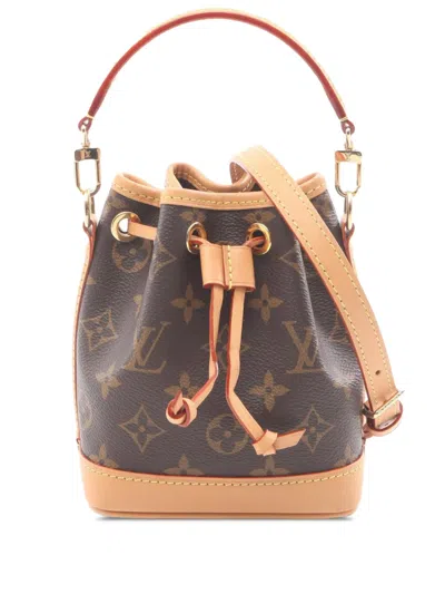 Pre-owned Louis Vuitton 2021-2026 Monogram Nano Noe Bucket Bag In Brown