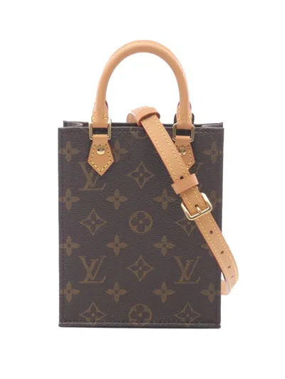 Pre-owned Louis Vuitton 2021-2026 Monogram Petit Sac Plat Satchel In Brown