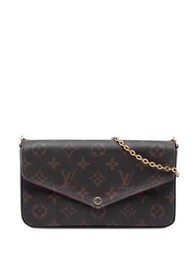 Pre-owned Louis Vuitton 2021-2026 Monogram Pochette Felicie Crossbody Bag In Brown