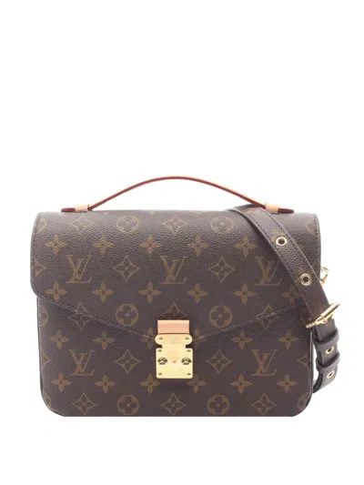 Pre-owned Louis Vuitton 2021-2026 Monogram Pochette Metis Satchel In Brown