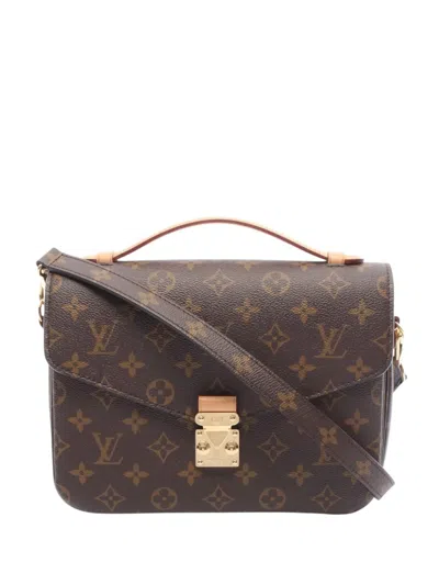 Pre-owned Louis Vuitton 2021-2026 Monogram Pochette Metis Satchel In Brown