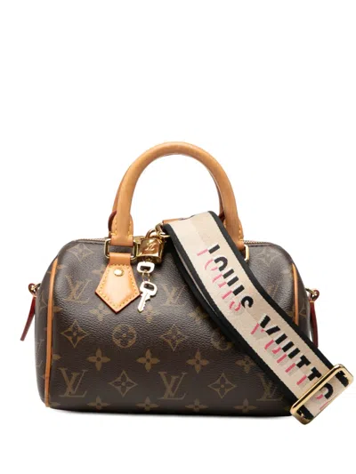 Pre-owned Louis Vuitton 2021-2026 Monogram Speedy Bandouliere 20 Satchel In Brown