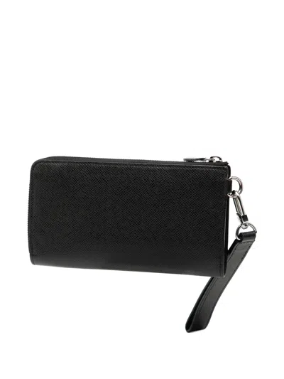 Pre-owned Louis Vuitton 2021-2026 Taiga Zippy Dragonne Wallet Long Wallets In Black