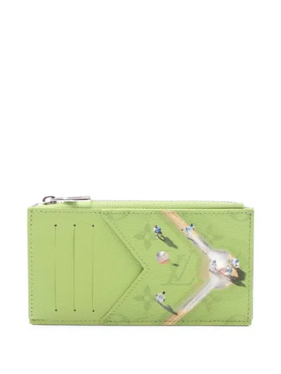 Pre-owned Louis Vuitton 2021 Baseball Monogram Card Holder In Green