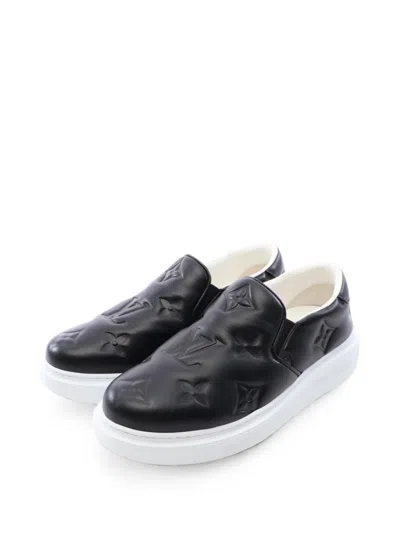 Pre-owned Louis Vuitton 2021 Beverly Hills Monogram-embossed Sneakers In Black