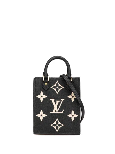 Pre-owned Louis Vuitton 2021 Bicolor Monogram Empreinte Petit Sac Plat Satchel In Black