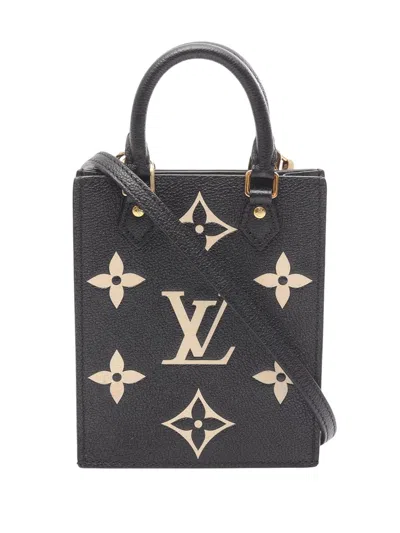 Pre-owned Louis Vuitton 2021 Bicolor Monogram Empreinte Petit Sac Plat Satchel In Black