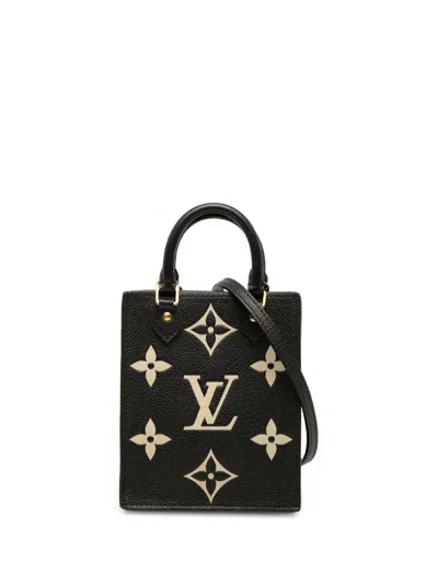 Pre-owned Louis Vuitton 2021 Bicolor Monogram Empreinte Petit Sac Plat Satchel In Black