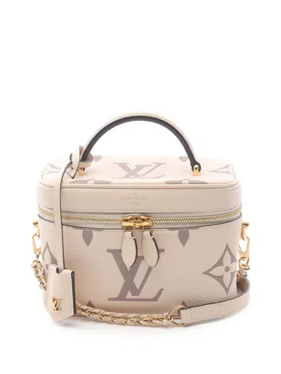 Pre-owned Louis Vuitton 2021 Bicolor Monogram Giant Empreinte Vanity Pm Satchel In Brown