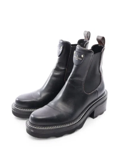 Pre-owned Louis Vuitton 2021 Bobble Line Monogram Ankle Boots In Black