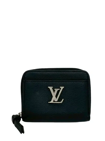 Pre-owned Louis Vuitton 2021 Calfskin Lockme Zippy Purse Coin Pouch In Black