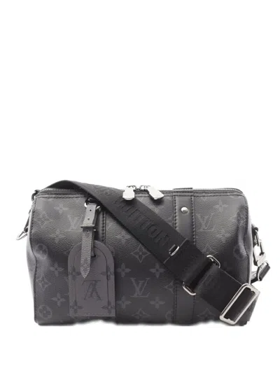 Pre-owned Louis Vuitton 2021 City Keepall Monogram Eclipse Reverse Shoulder Bag In Gray
