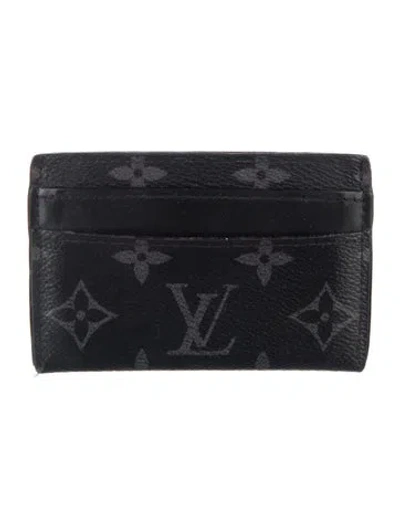 Pre-owned Louis Vuitton 2021 Coated Canvas Card Case In Black