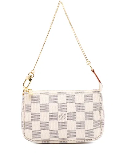 Pre-owned Louis Vuitton 2021 Damier Azur Mini Pochette Accessoires Handbag In White