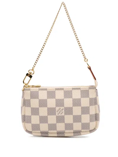 Pre-owned Louis Vuitton 2021 Damier Azur Mini Pochette Accessoires Handbag In White