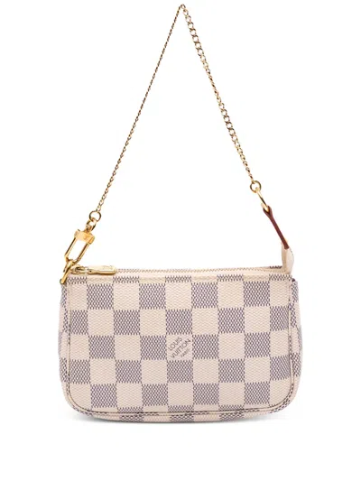 Pre-owned Louis Vuitton 2021 Damier Azur Mini Pochette Accessoires Handbag In White