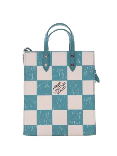 Pre-owned Louis Vuitton 2021 Damier Checkerboard Sac Plat Xs Satchel In Blue