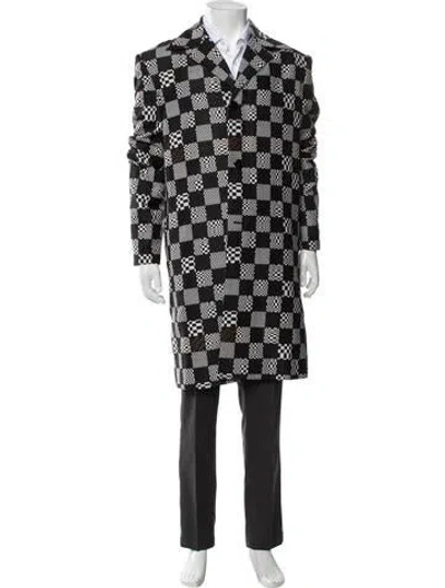 Pre-owned Louis Vuitton 2021 Damier Distorted Overcoat In Black