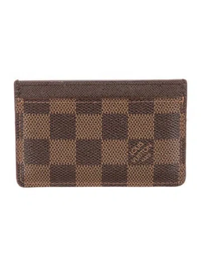 Pre-owned Louis Vuitton 2021 Damier Ebene Pattern Card Case In Brown