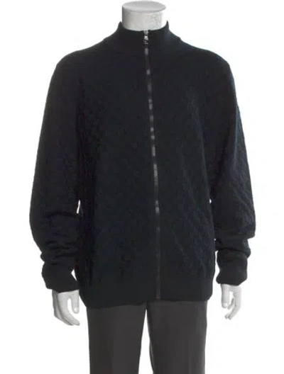 Pre-owned Louis Vuitton 2021 Damier Ebene Pattern Cardigan In Black