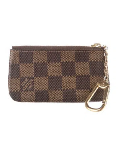 Pre-owned Louis Vuitton 2021 Damier Ebene Pattern Coin Pouch In Brown