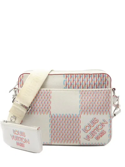 Pre-owned Louis Vuitton 2021 Damier Giant Spray Shoulder Bag In White