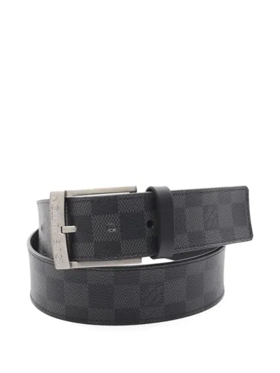 Pre-owned Louis Vuitton 2021 Damier Graphite Belt In Black
