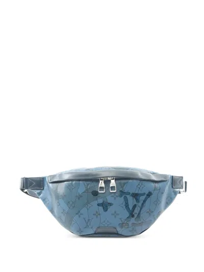 Pre-owned Louis Vuitton 2021 Discovery Monogram Aqua Garden Belt Bag In Blue