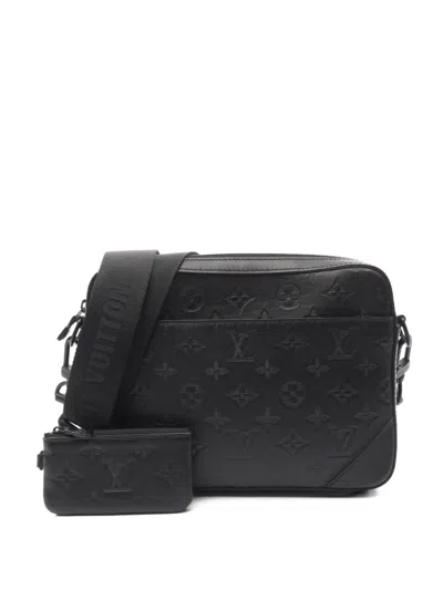 Pre-owned Louis Vuitton 2021 Duo Leather Messenger Bag In Black