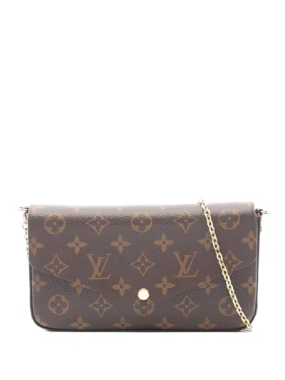 Pre-owned Louis Vuitton 2021 Felicie Chain-strap Monogram Clutch Bag In Brown