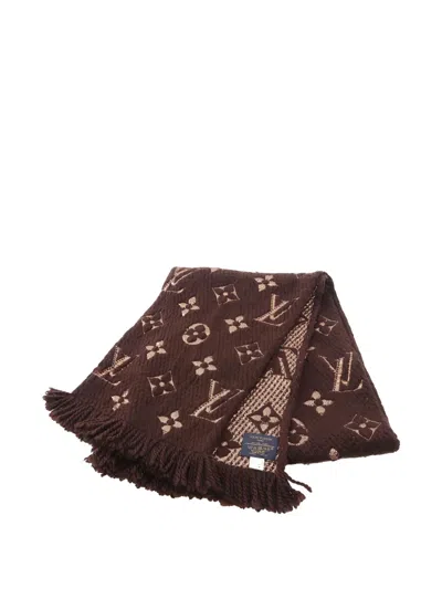 Pre-owned Louis Vuitton 2021 Fringe Wool Scarf In Brown