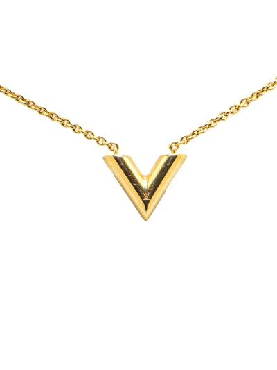 Pre-owned Louis Vuitton 2021 Gold Plated Essential V Necklace Costume Necklace