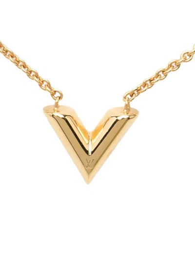 Pre-owned Louis Vuitton 2021 Gold Plated Essential V Necklace Costume Necklace