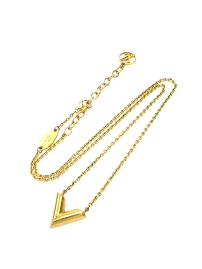 Pre-owned Louis Vuitton 2021 Gold Plated Essential V Necklace Costume Necklace