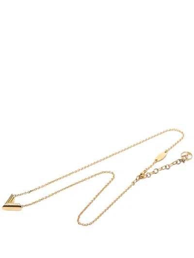 Pre-owned Louis Vuitton 2021 Gold Plated Essential V Supple Necklace Costume Necklace